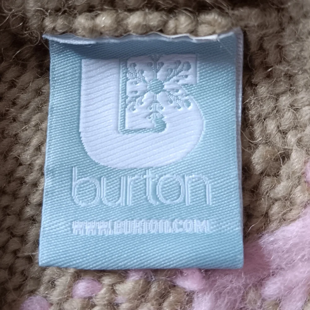 Burton 100% Wool Knit Child's Tan Pink Cream Winter Hat With Braids OSFA
